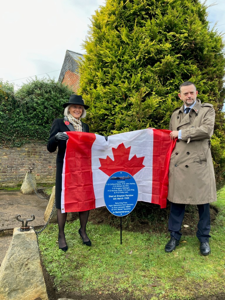 Photograph of the memorial for the Canadian Airforce Crew lost at Drayton Parslow at the end of WW2
